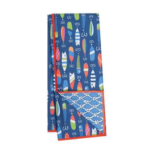 Once Again Home Anywhere Towel Reversible- Fishing Lures