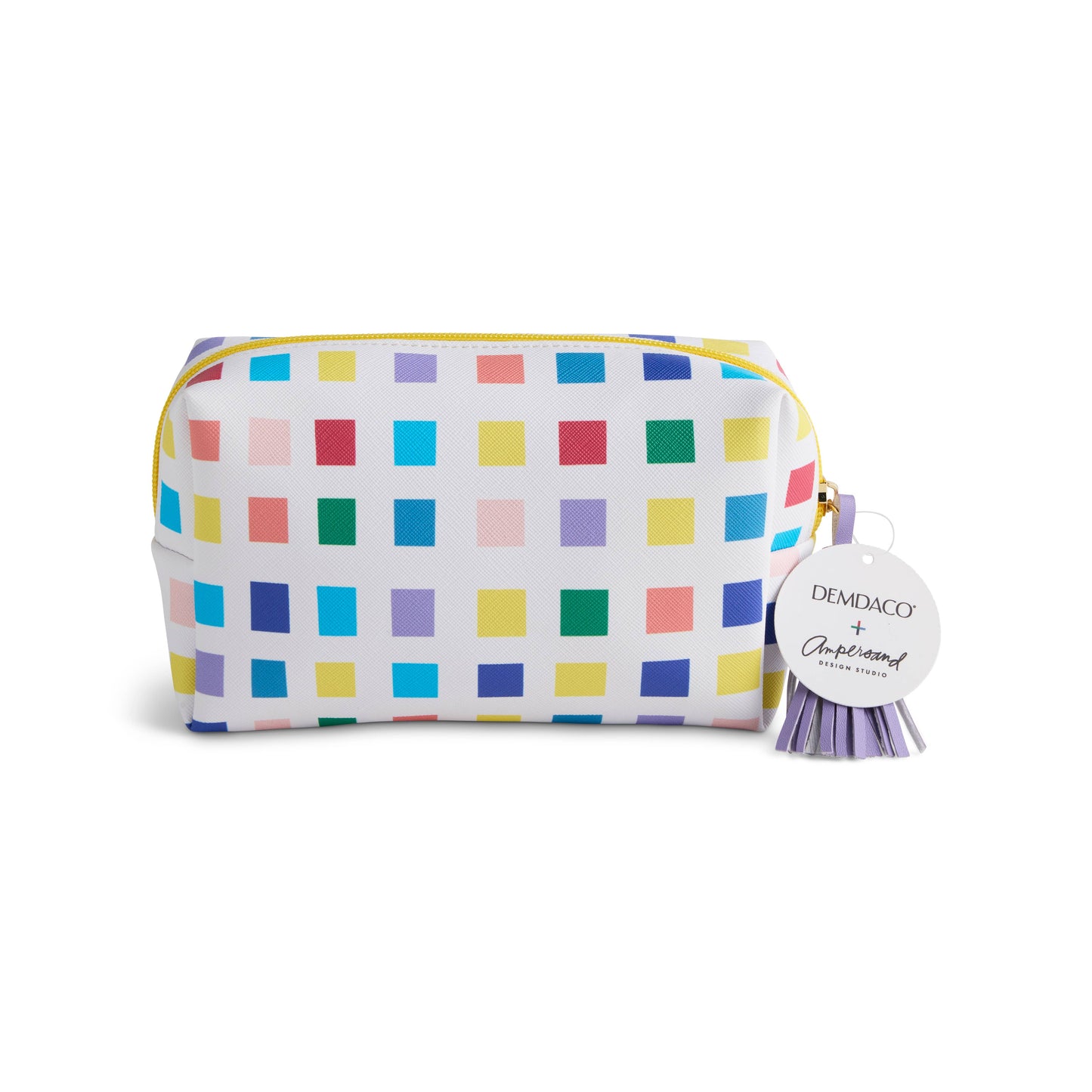 Playful Check Quilted  Zip Pouch - 7x 2.5x 4.5in