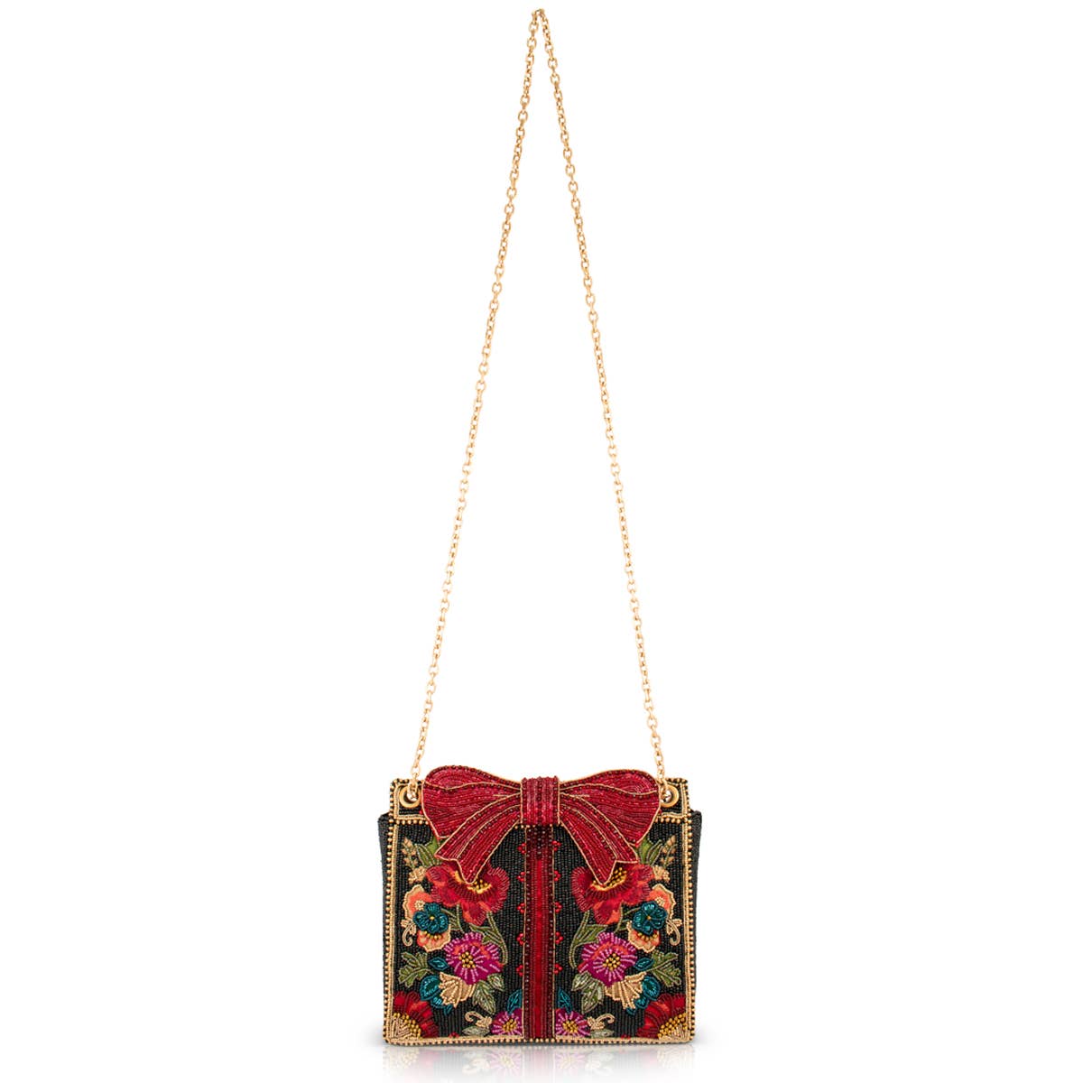 Mary Frances Gifted Floral Bow Beaded and Embroidered Crossbody Handbag