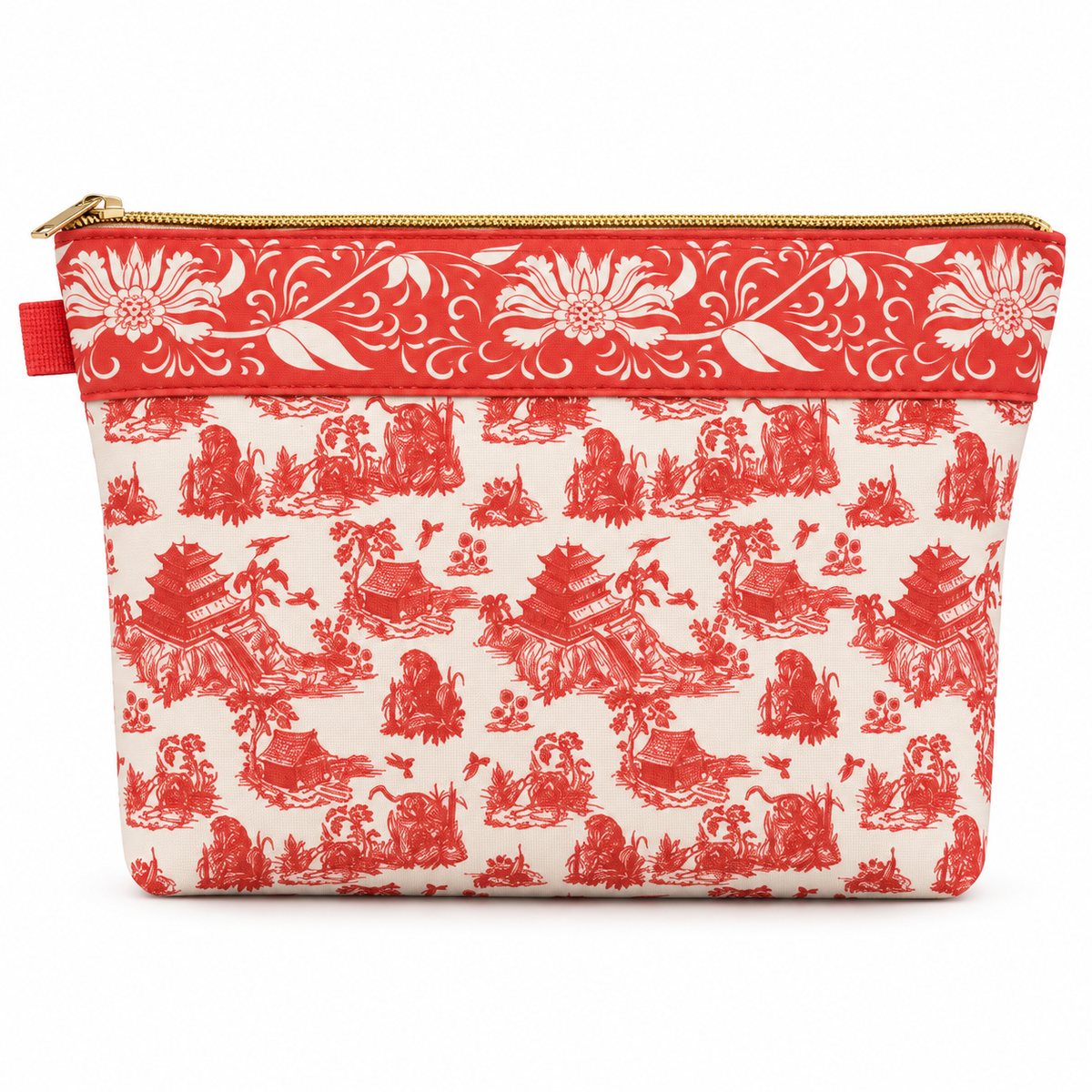 Red Chinoiserie Mahjong Set with Mat, Storage Bag & Gift Box