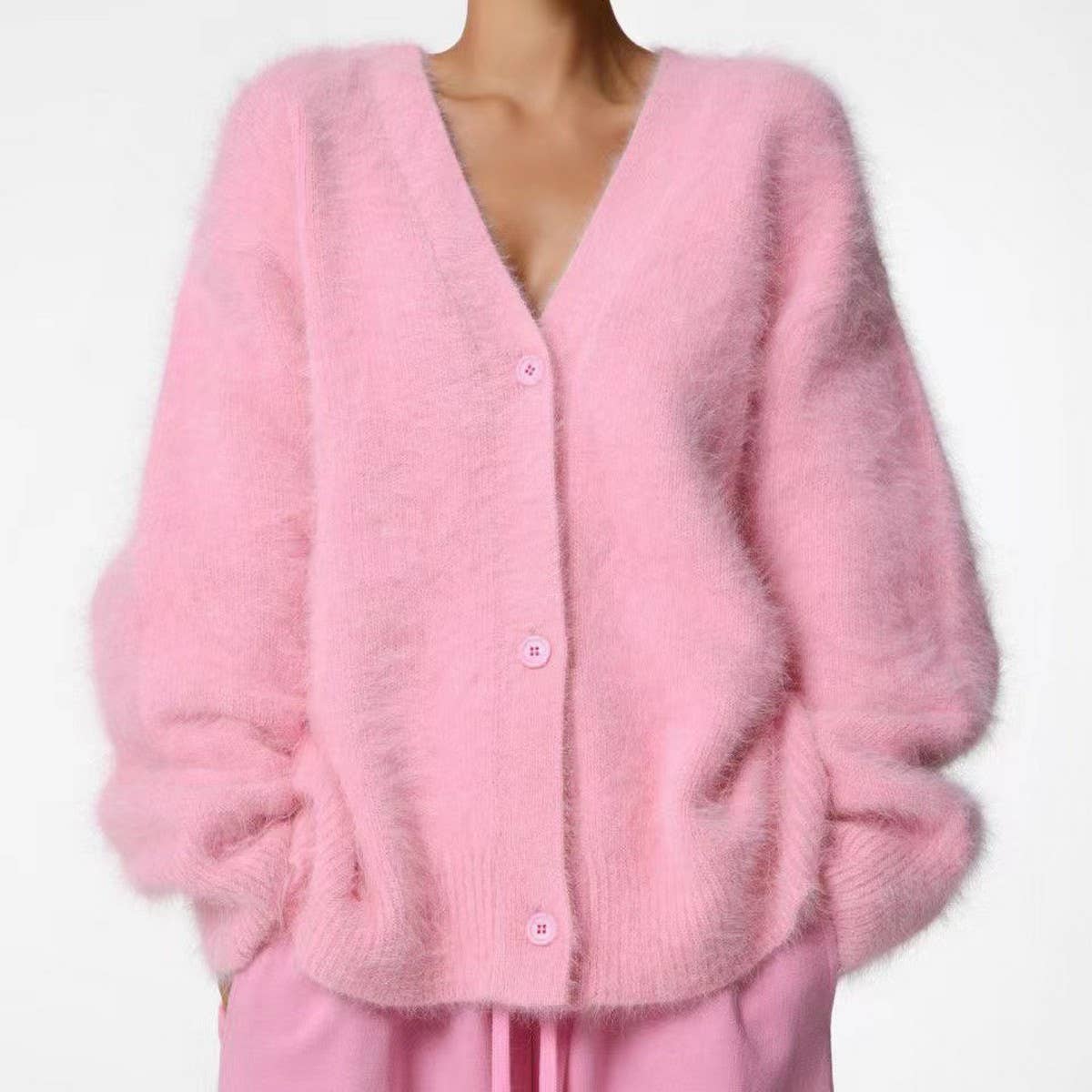 ACCITY Women's Cozy Faux Mink Cardigan Sweater