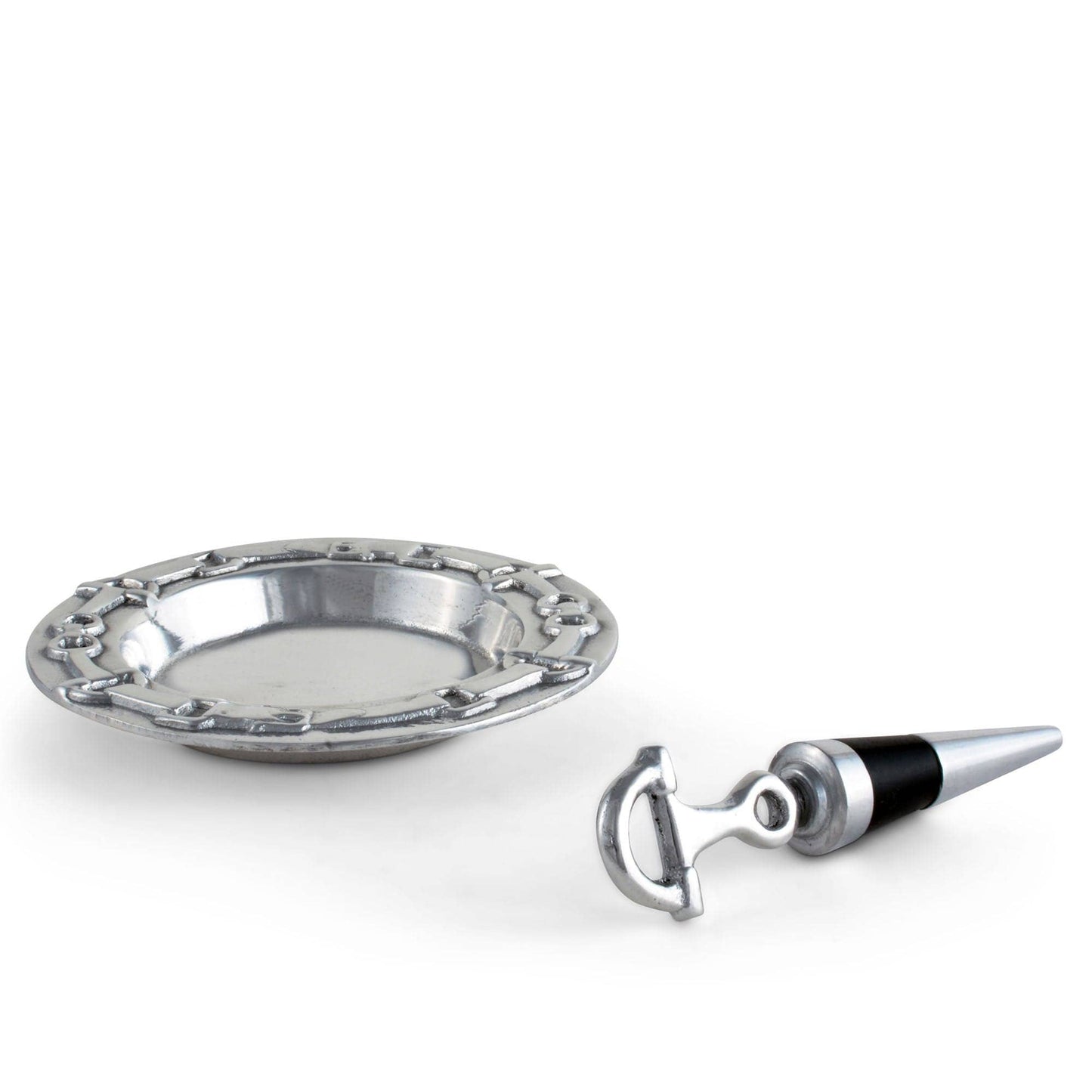 Arthur Court Equestrian Wine Coaster and Stopper Set