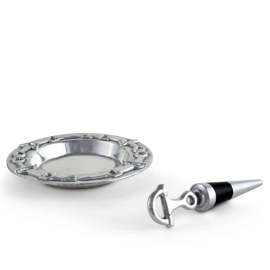 Arthur Court Equestrian Wine Coaster and Stopper Set