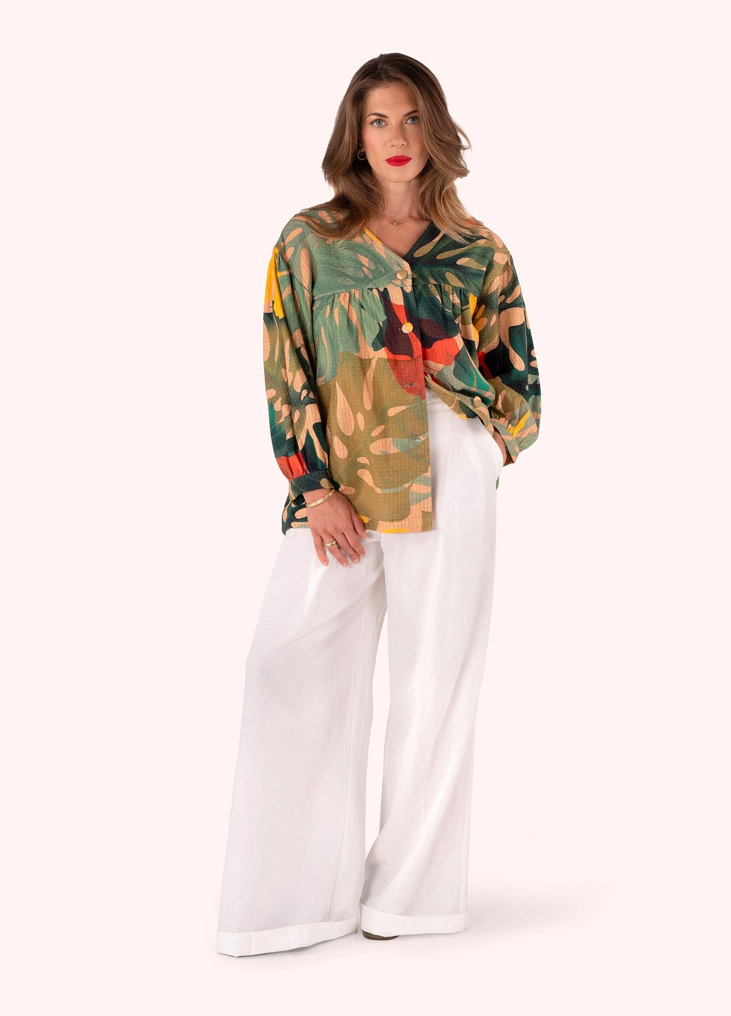 Short Cotton Jacket - Exotic Leaves, by Powder Designs