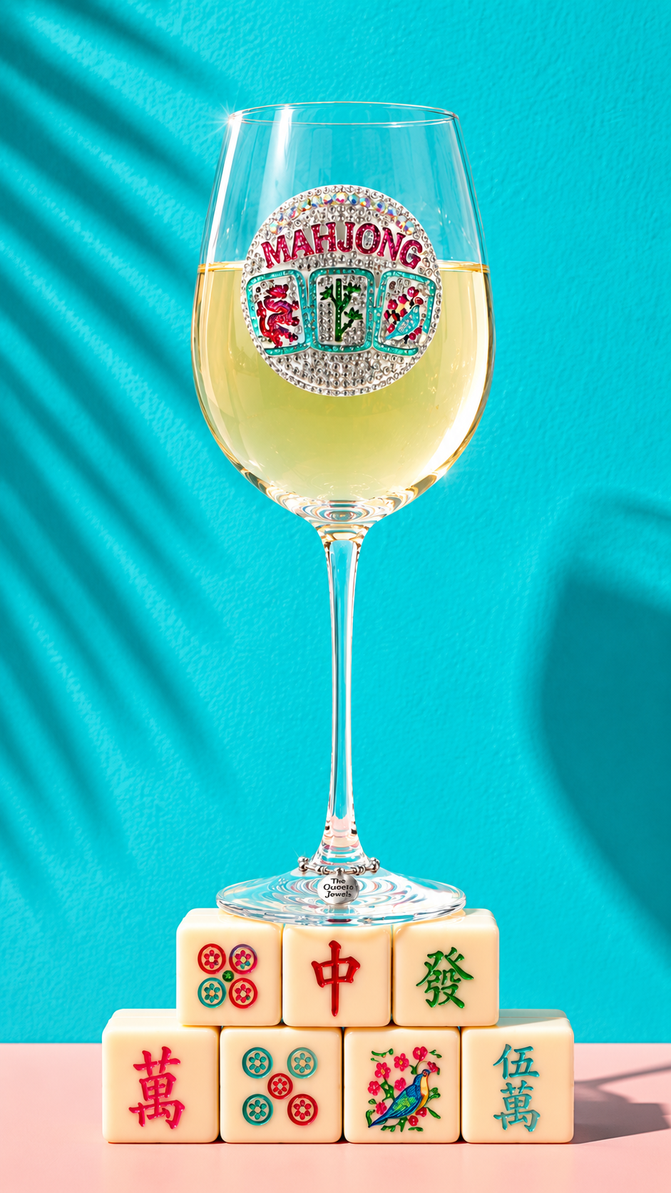 Queens' Jewels Mahjong Jeweled Stemmed Wine Glass