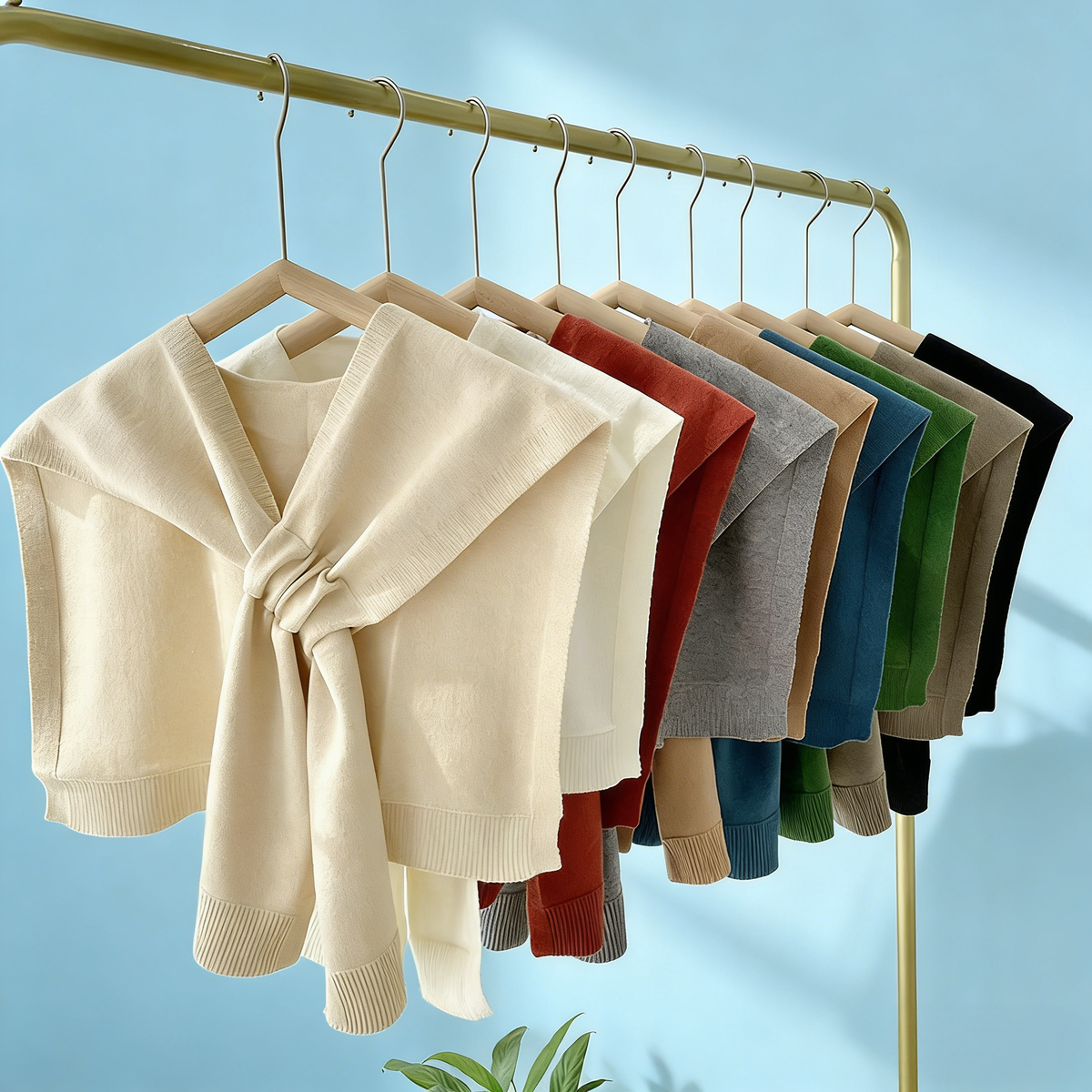 ACCITY Solid Color Knitted Knotted Shawl–Casual & Cozy