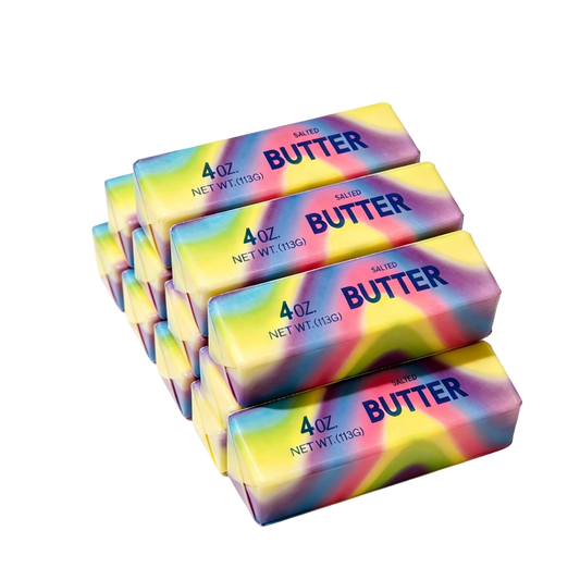 Realistic Rainbow Butter Stick Squishy Slow Rising Stress Relief Sensory Fidget Toy