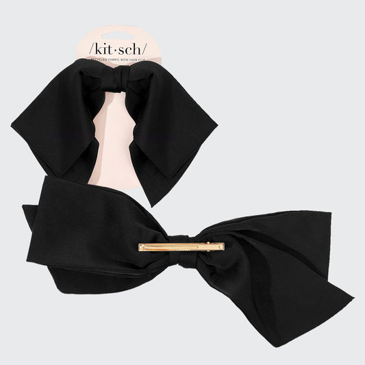 Kitsch Recycled Fabric Bow Hair Clip 1pc- Black