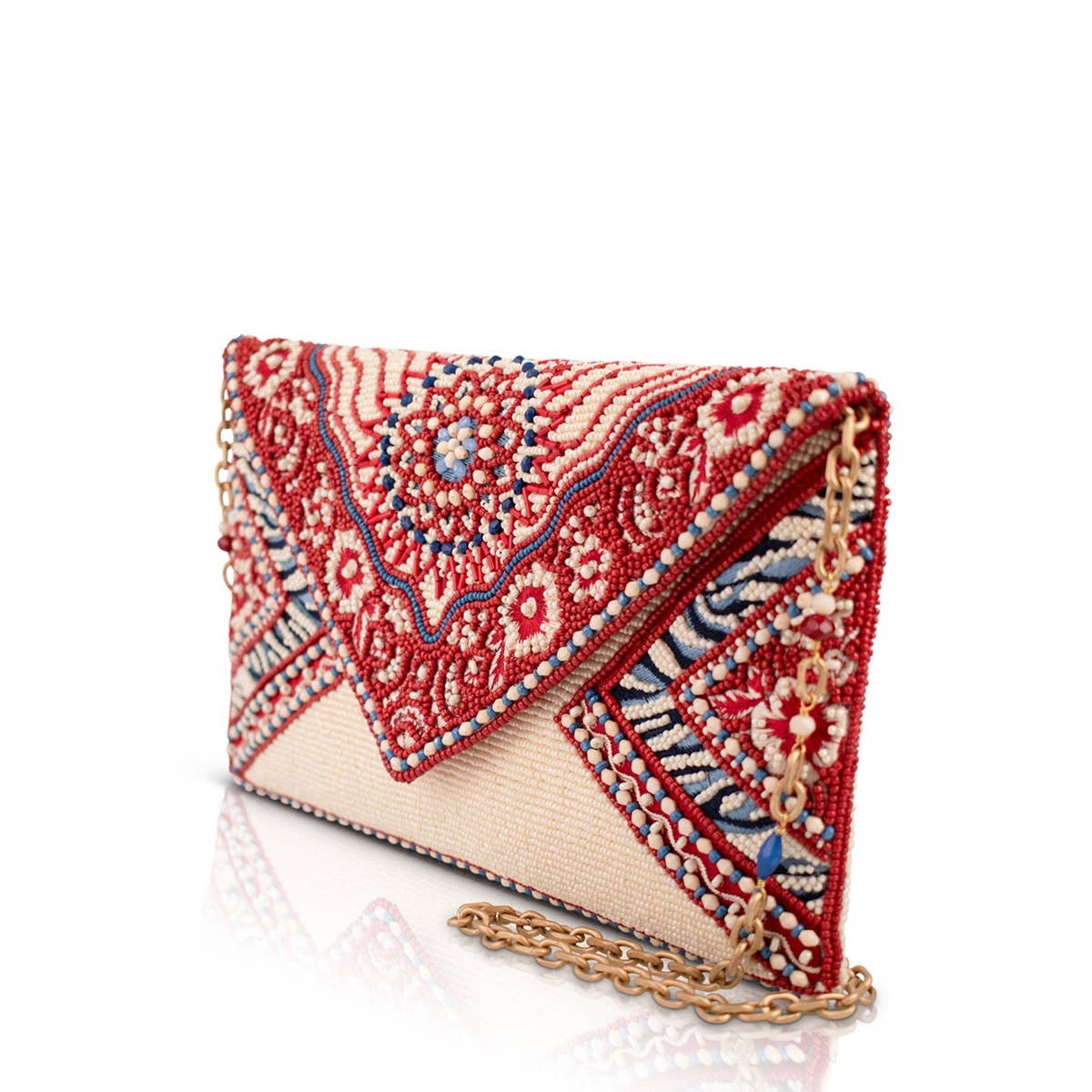 Mary Frances Tied & True Red and Blue Beaded Bandana Inspired Crossbody