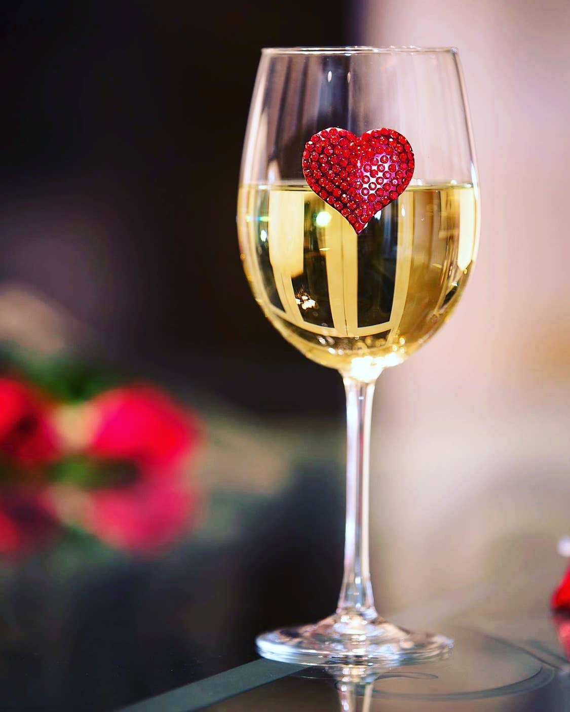 Queens' Jewels Red Heart Jeweled Stemmed Wine Glass