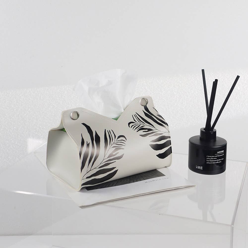 BAMBOO LEAF Leather Tissue Box
