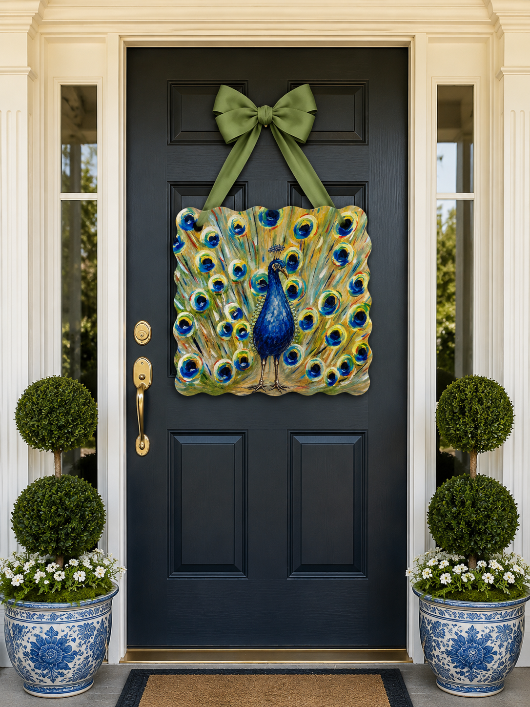 Mid Mod Large Designer Pat the Peacock Door Hanger