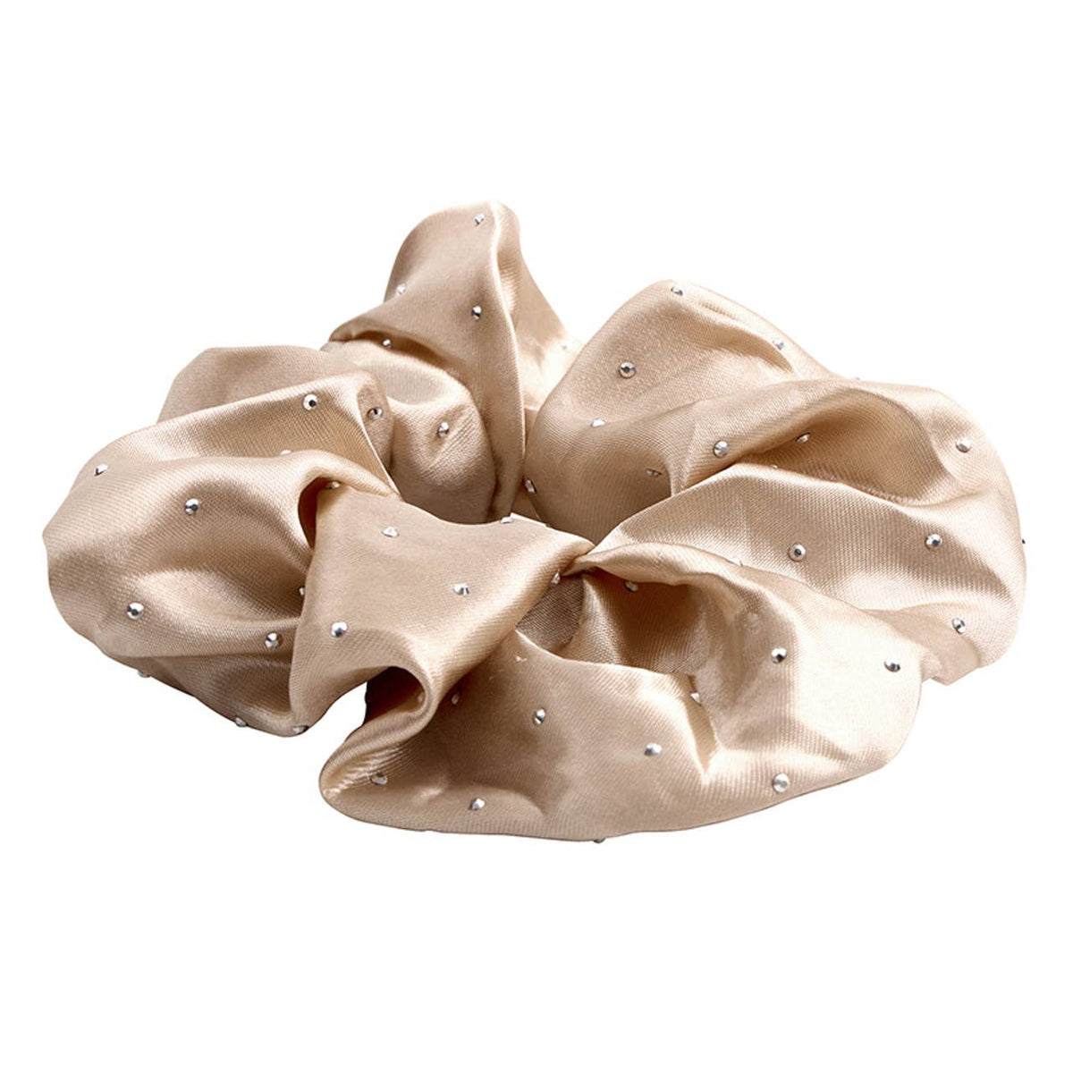 Bella Sleep + Spa Large Satin Rhinestone Scrunchie - Flax