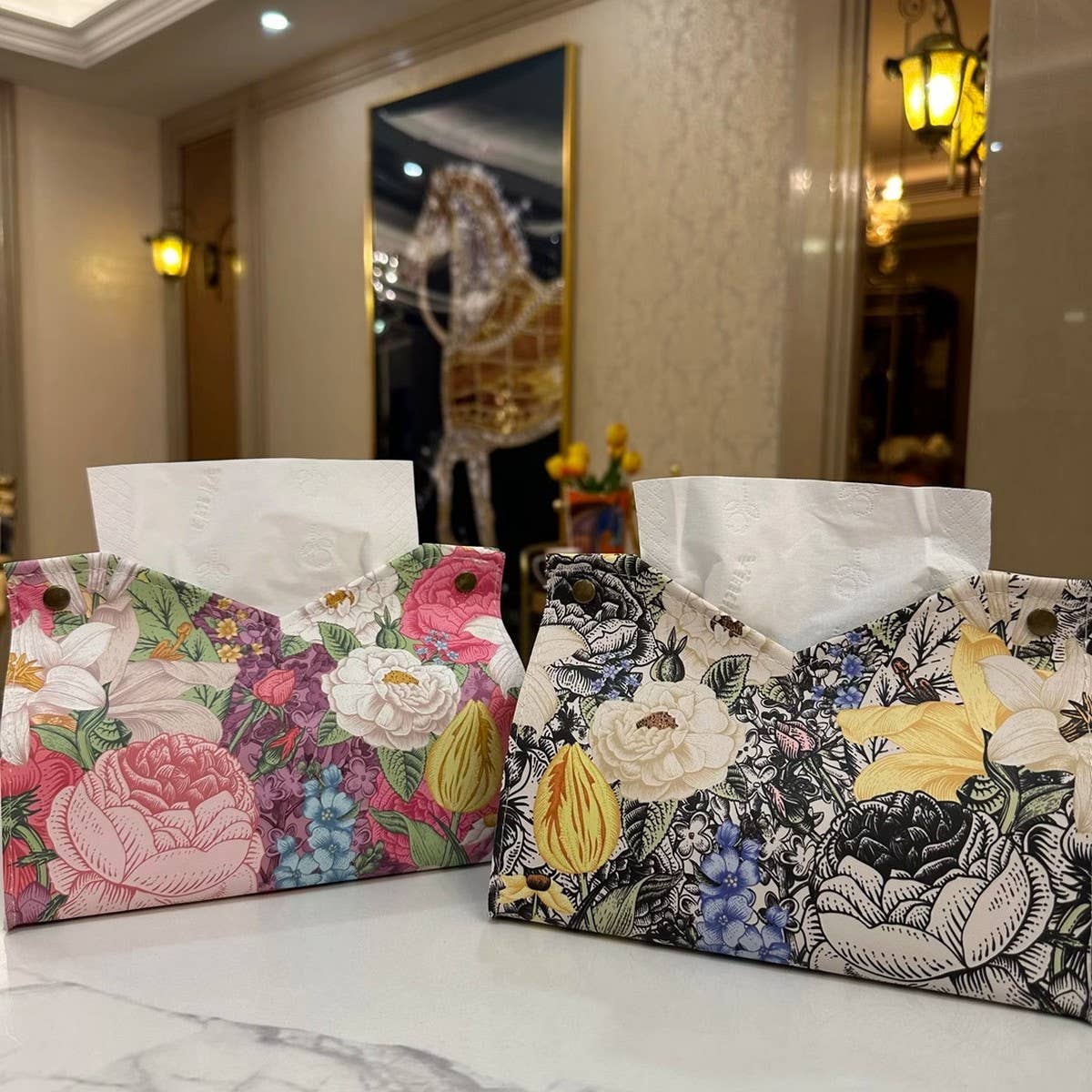 CREATIVE OIL PAINTING FLOWER LEATHER TISSUE