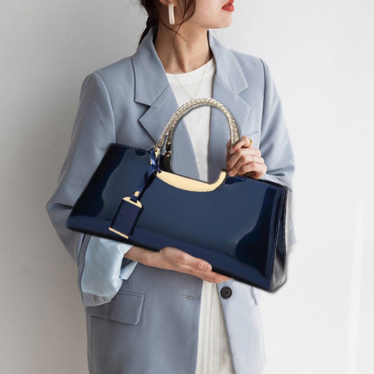 High-Gloss Patent Leather Evening Tote Bag