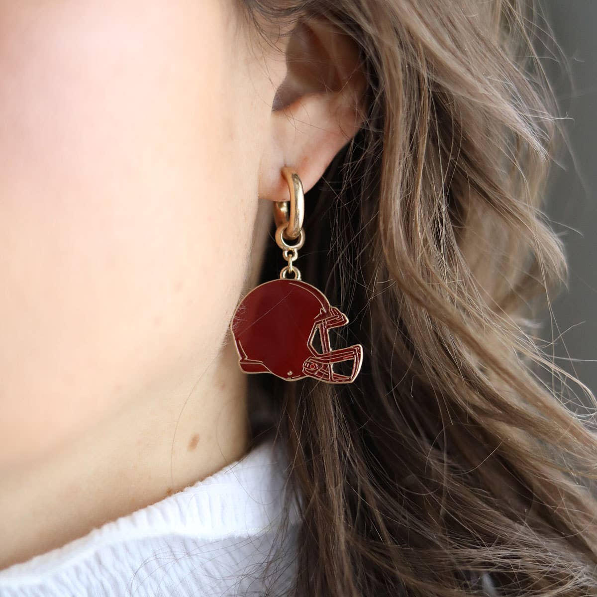Canvas Style Game Day Football Helmet Enamel Earrings