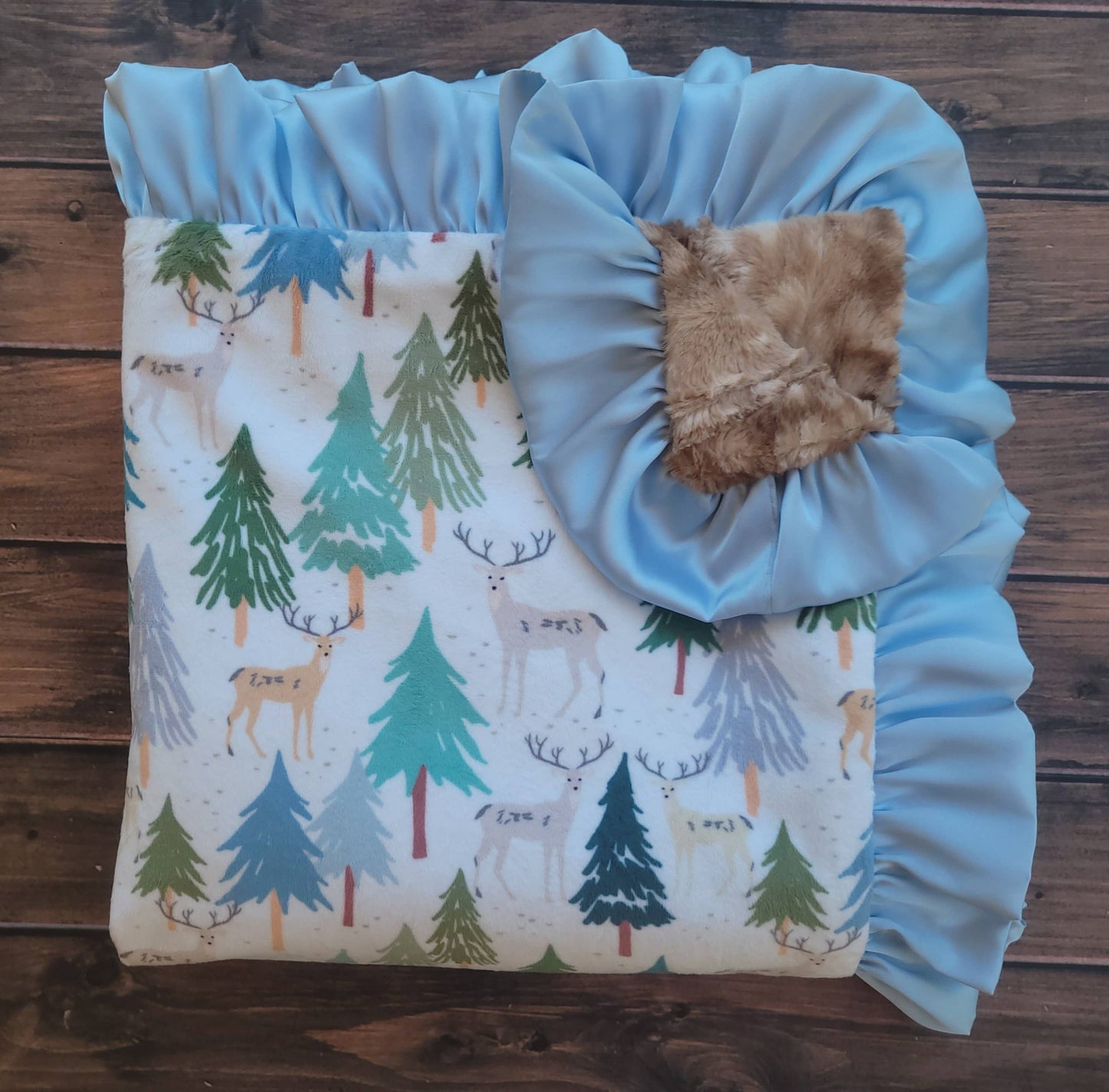 Cuddle Couture Deer & Pines Minky Blanket (Car Seat Size)