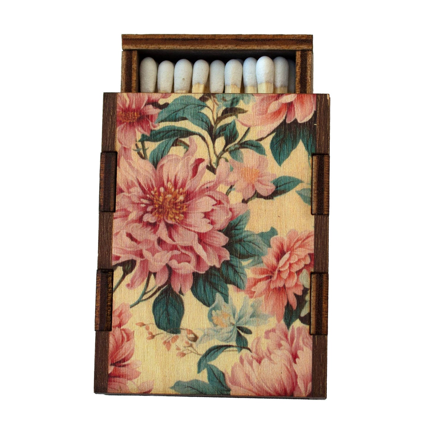 Matches • Flowers Pink Wooden Matchbox • Candle Accessory