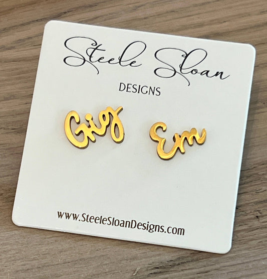 Steele Sloan Designs Gig Em Aggies Earrings/ Texas A&M