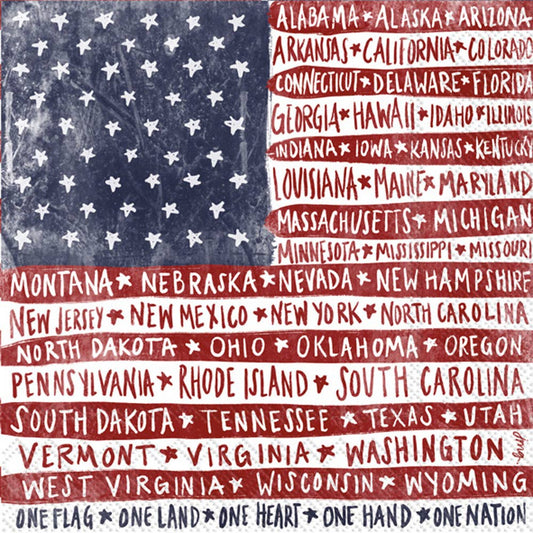 Boston International Paper Cocktail Napkins Pack of 20 One Flag One Nation