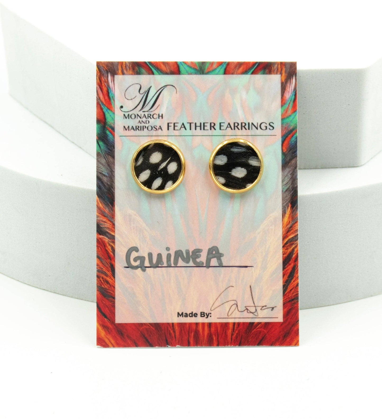 Monarch & Mariposa Feather Stud Earrings - Gold - Choose Style