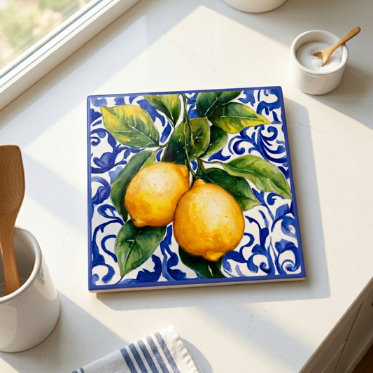 Highland Row Ceramic Lemons Trivet | Italian Kitchen Decor