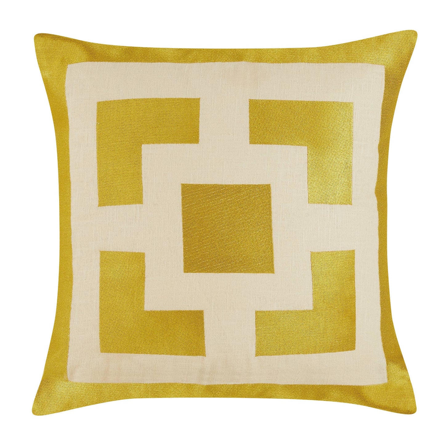 Trina Turk Palm Springs Block Gold Embroidered Pillow