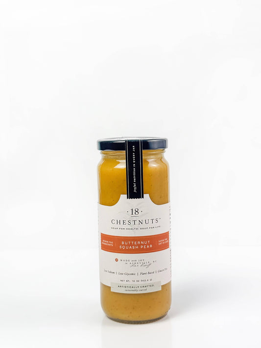 18 Chestnuts Butternut Squash Pear Soup 16 oz Plant Based & Gluten Free