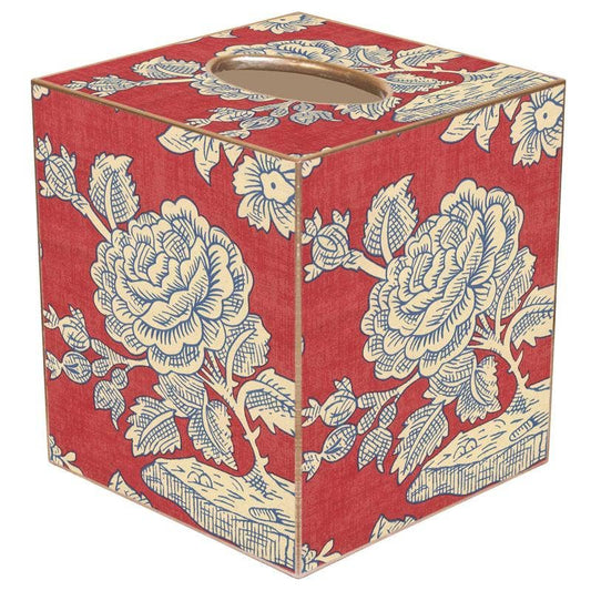Marye-Kelley Red & Blue Provincial Print Tissue Box Cover