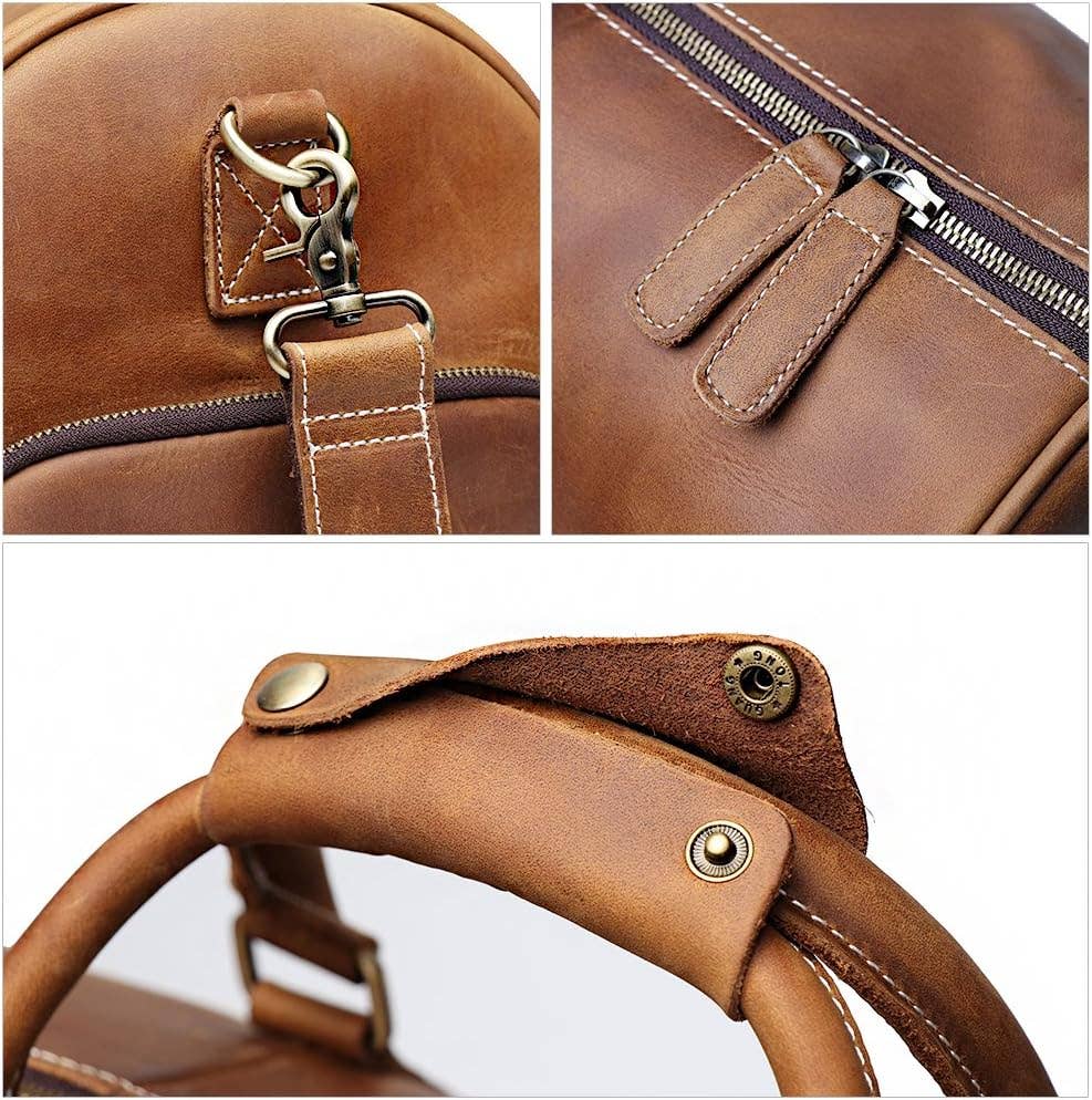 TUZECH Leather Large Duffel Luggage Leather Travel Bag