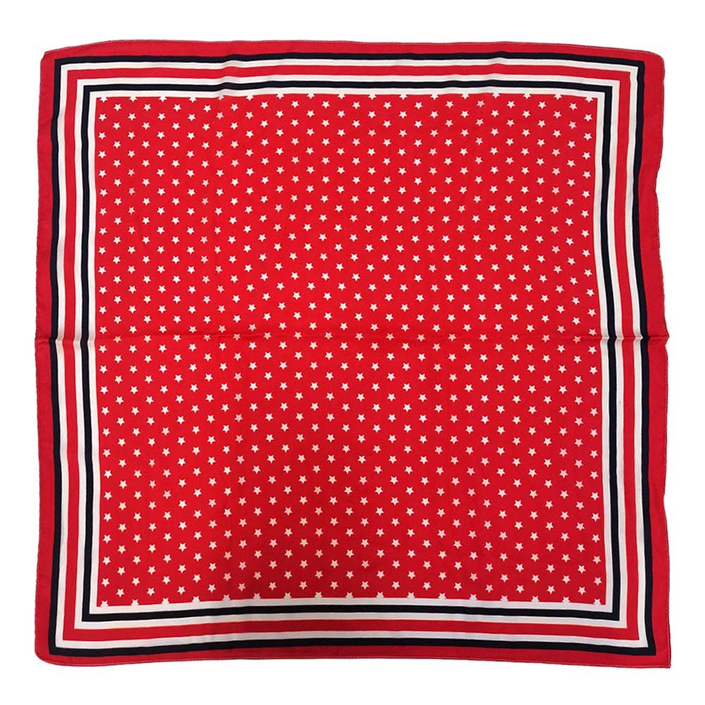 Classic Patriotic Star Pattern Print Square Scarf
