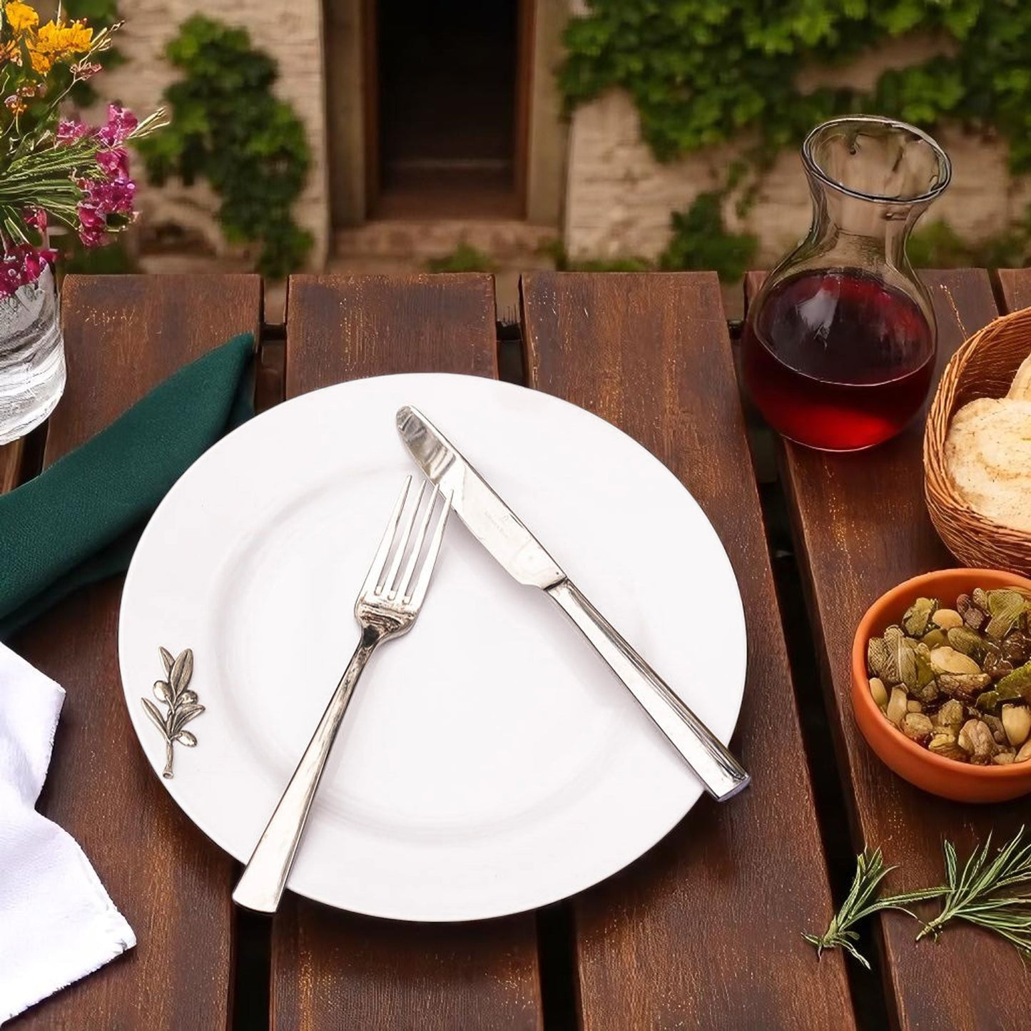 Olive Melamine Lunch Plates - Set of 4