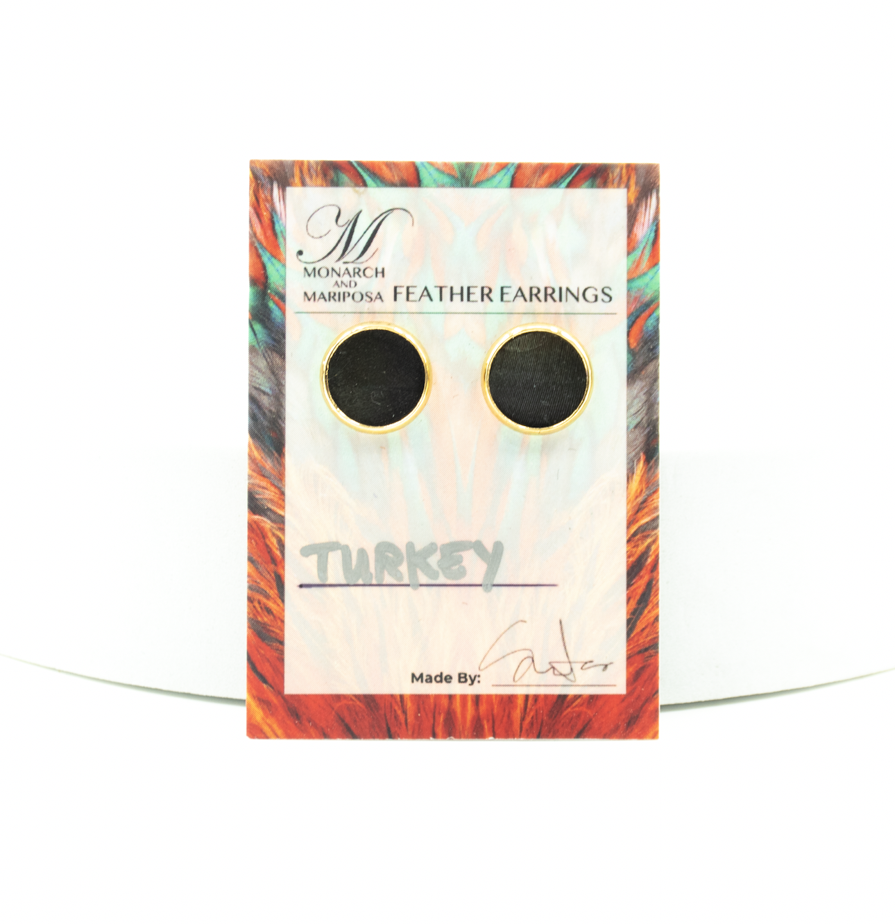 Monarch & Mariposa Feather Stud Earrings - Gold - Choose Style