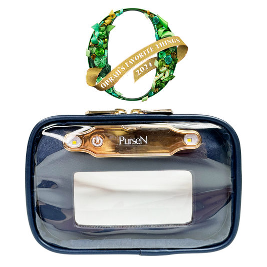 PurseN LITTMINI • Lighted Mirror Case • Navy Pearl