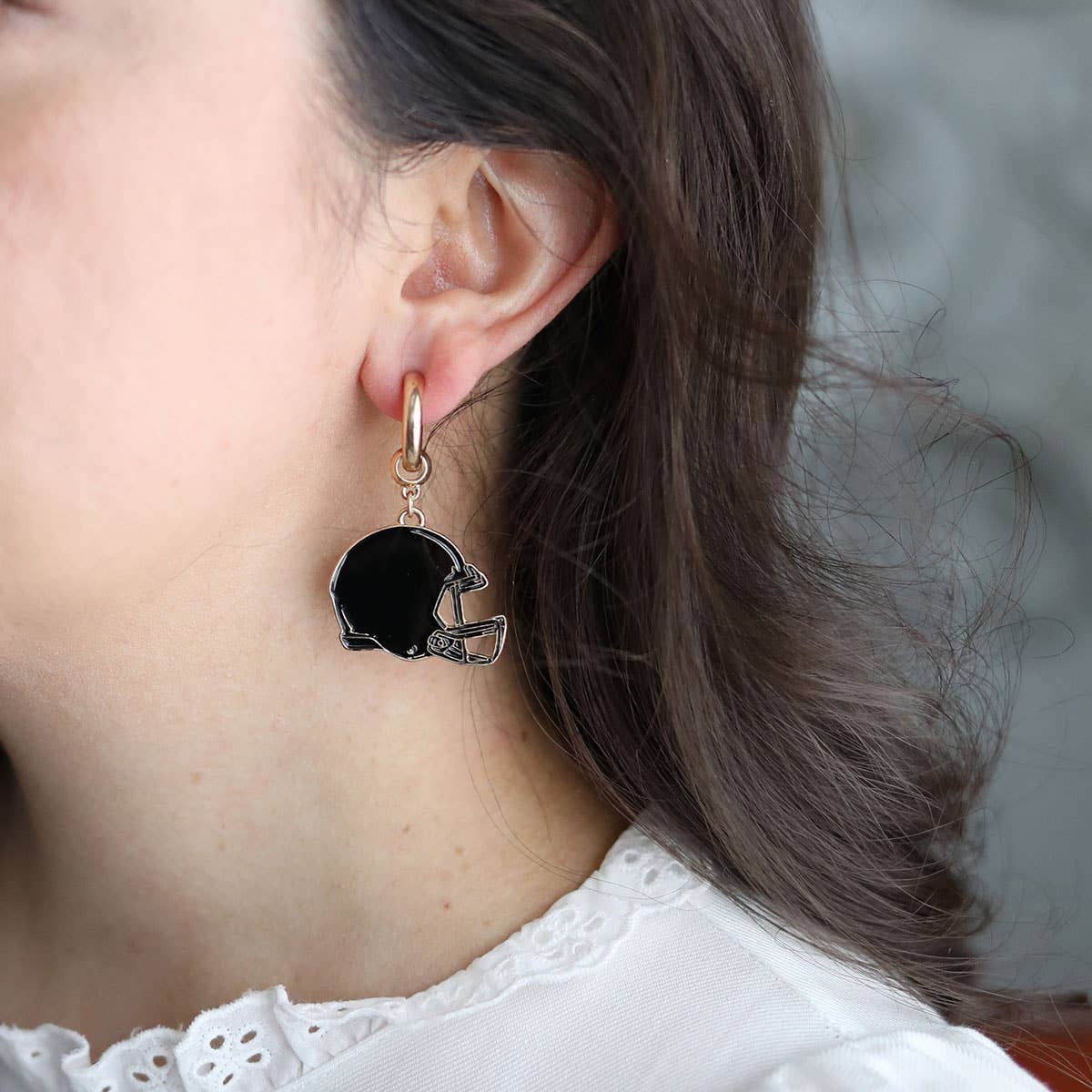 Canvas Style Game Day Football Helmet Enamel Earrings