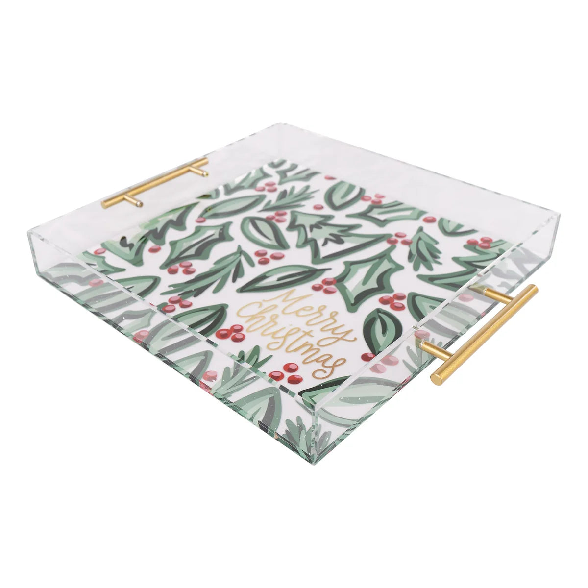 Glory Haus Merry Christmas Holly Acrylic Tray