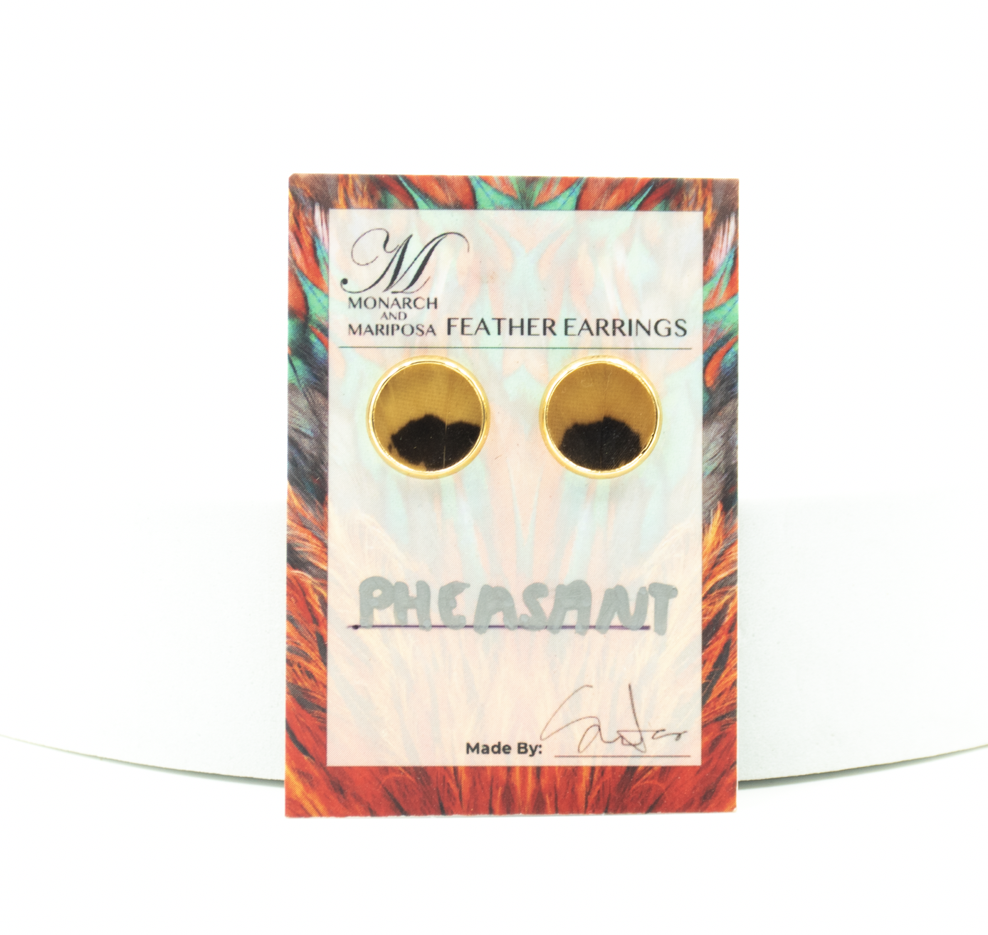 Monarch & Mariposa Feather Stud Earrings - Gold - Choose Style