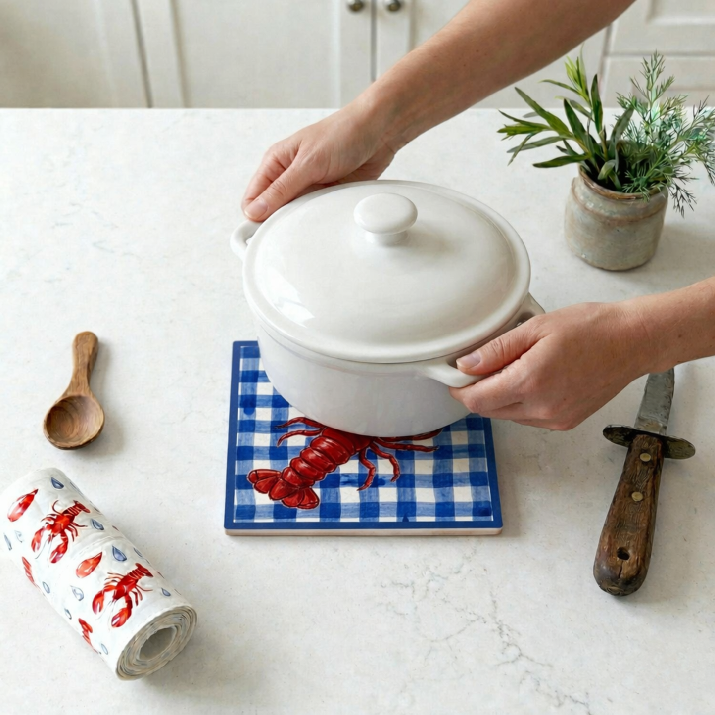 Highland Row Ceramic Lobster Trivet | Coastal Kitchen Decor & Gift