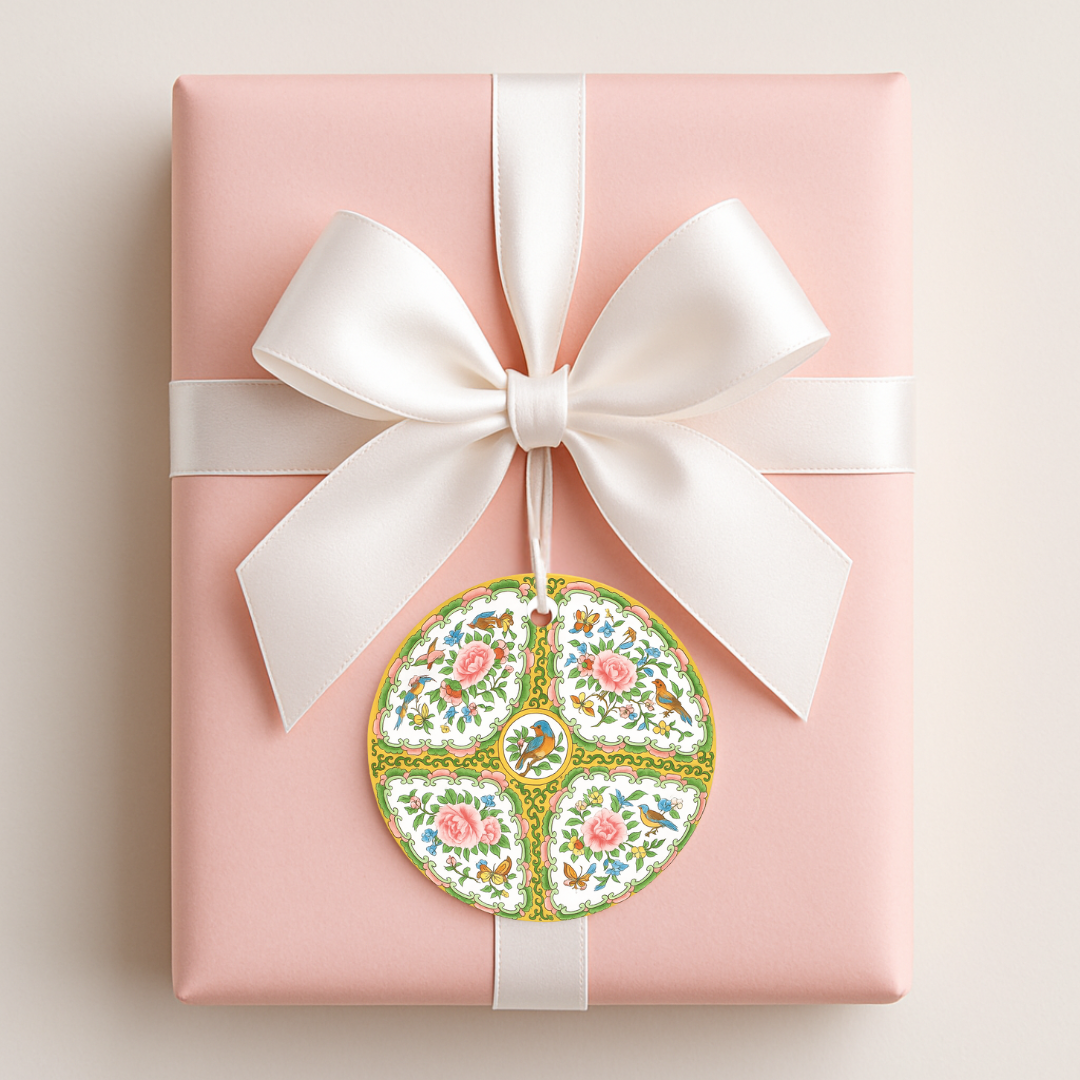 Design Carolinas Antique Rose Medallion Round Gift Tag (Set/Individual)