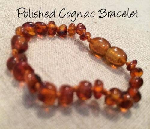 Baltic Essentials Polished Cognac Baltic Amber Bracelet for Baby, Infant, Toddler, Big Kid