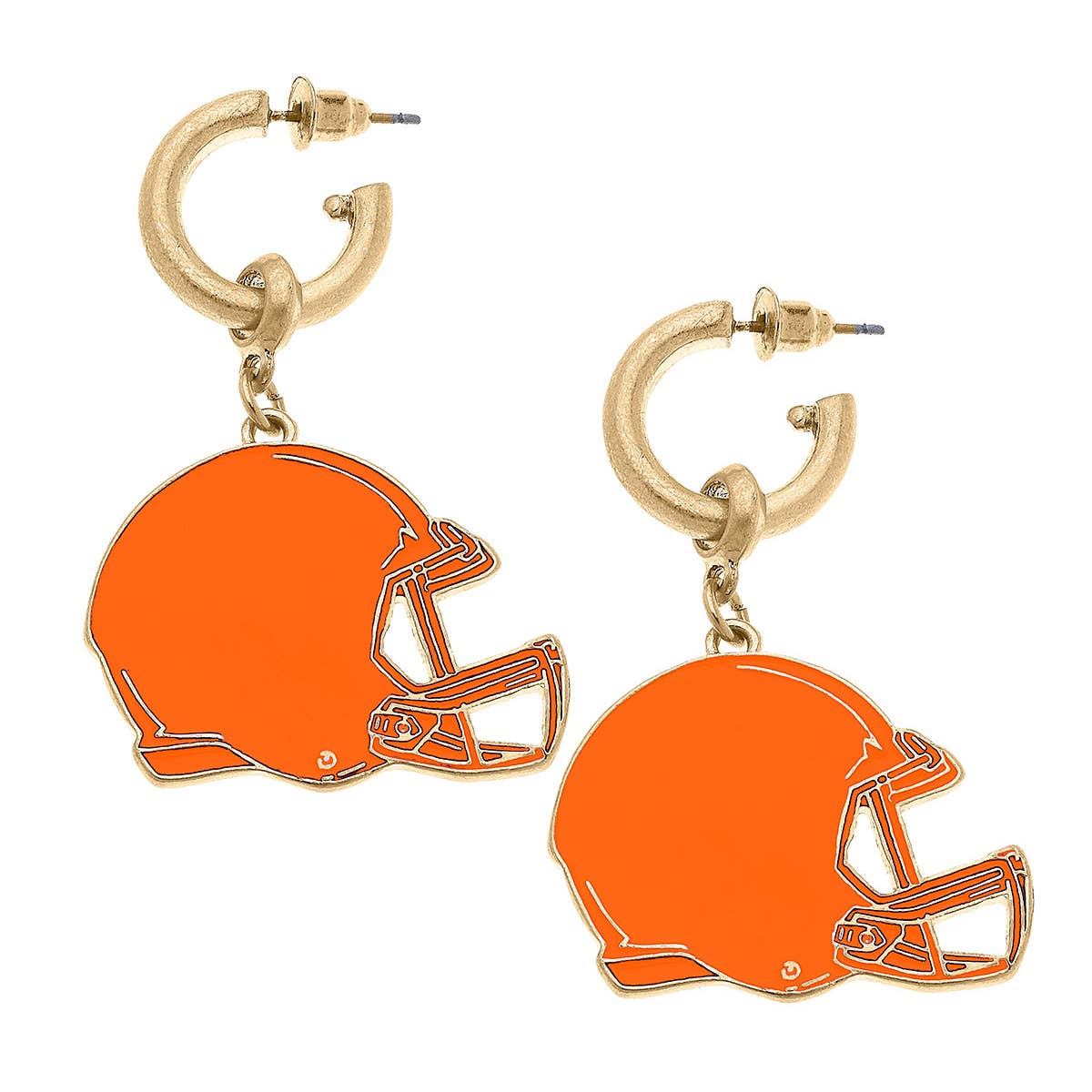 Canvas Style Game Day Football Helmet Enamel Earrings