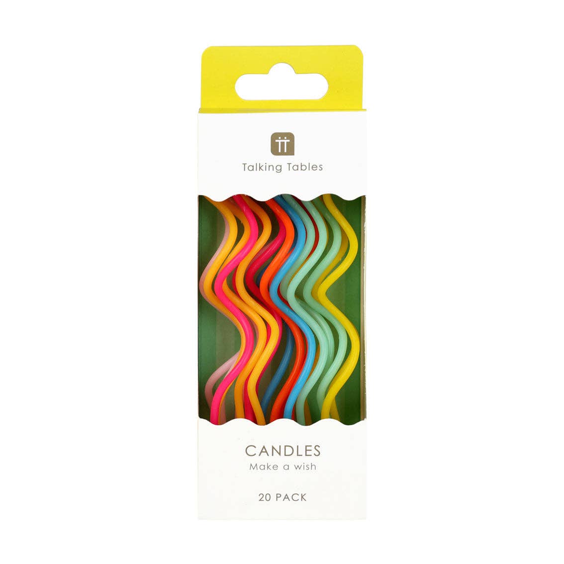Talking Tables Rainbow Twisted Birthday Candles - 20 Pack | Cake Candles |