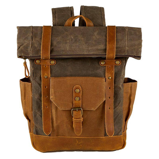 Cole Wheeler Vintage Waxed Canvas and Leather Rolltop Backpack