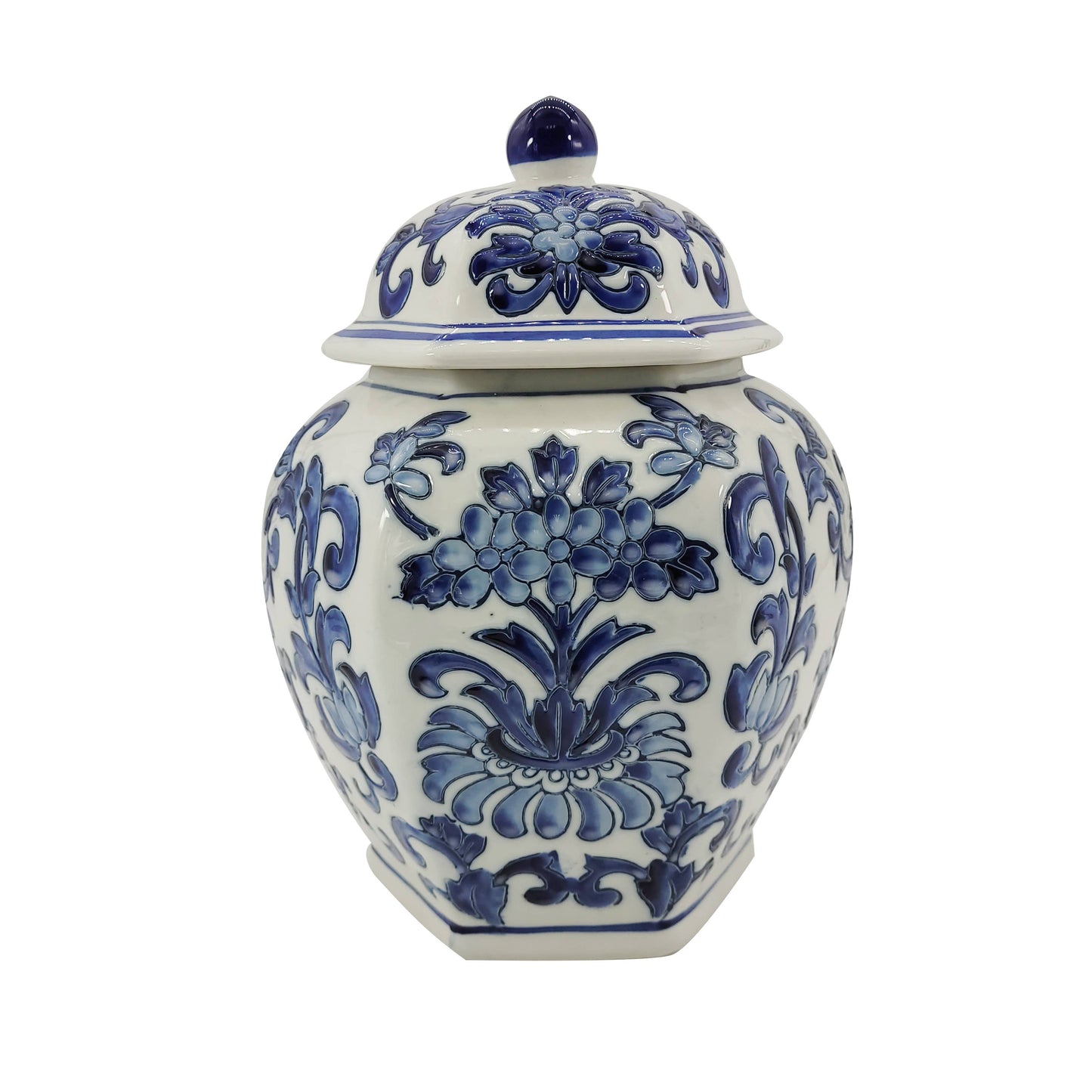 Galt Blue & White Chinoiserie Ceramic Jar 12"