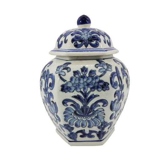 Galt Blue & White Chinoiserie Ceramic Jar 12"