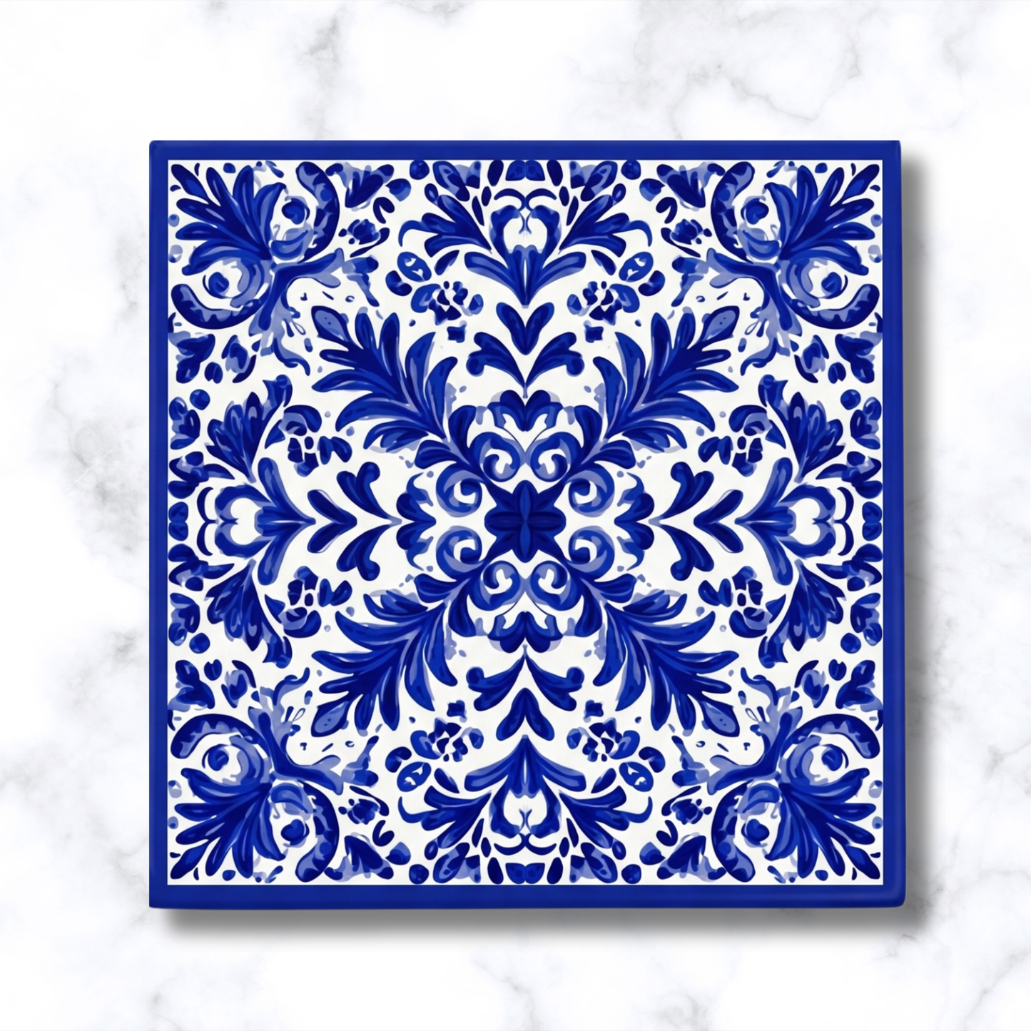 Highland Row Blue Majolica Ceramic Trivet | Italian Decor