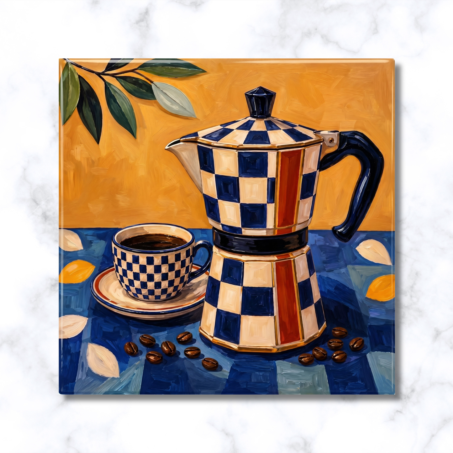 Highland Row Mediterranean Coffee Trivet | Kitchen Decor. Gift