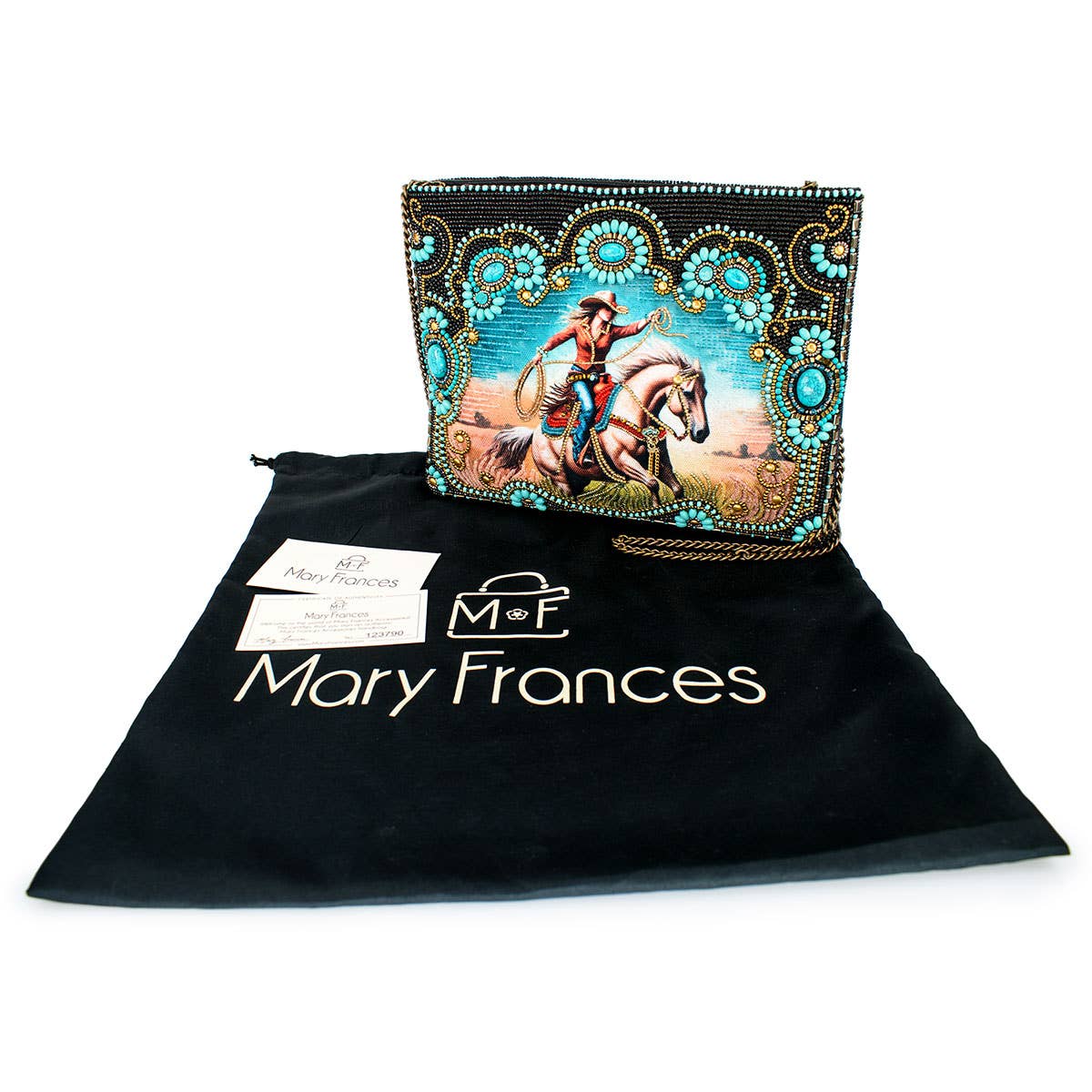 Mary Frances Cowgirl Beaded and Embroidered Western Crossbody Handbag