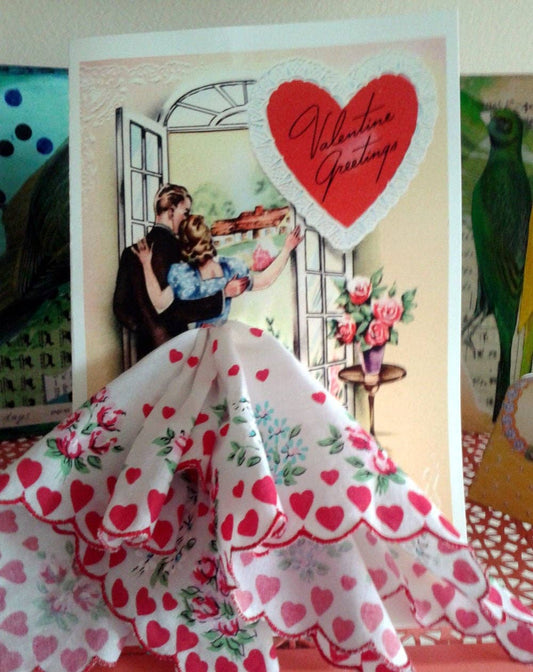 Valentine Couple Keepsake Hankie Card