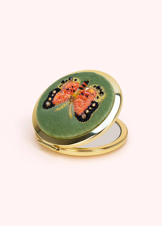 Embroidered Compact Mirror - Bonny Butterfly, by Powder Designs